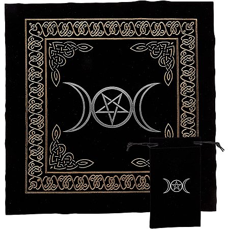 CREATCABIN Triquetra Altar Cloth Witchcraft Supplies Tarot Divination Cards Table Cloth Spiritual Astrology Tablecloth for Bar Home Yoga Studio Table Wall Decor 19.69 x 17.72inch