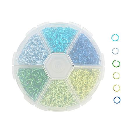 ARRICRAFT 1 Box (about 1080PCS) Colorful Blue Theme Aluminum Wire Open Jump Rings for jewelry Making Accessories 6x0.8mm
