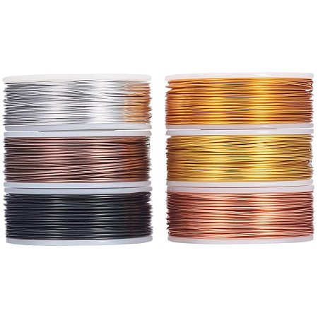 BENECREAT 6 Rolls 18 Gauge(1mm) Aluminum Wire 75FT(23m) Anodized Jewelry Craft Making Beading Floral Colored Aluminum Craft Wire - Regular Color