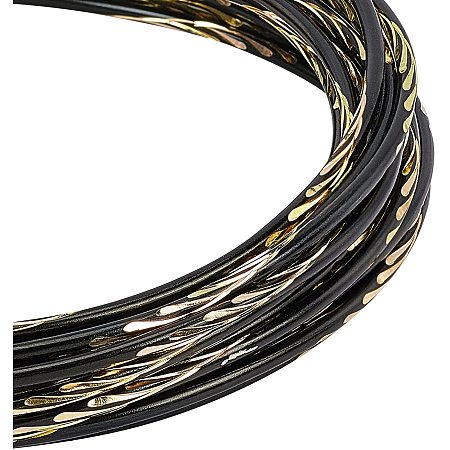 BENECREAT 2 Rolls Gradient Jewelry Craft Aluminum Wire (12 Gauge, 16.4feet) Bendable Metal Wire for Crafting Project - Black and Gold