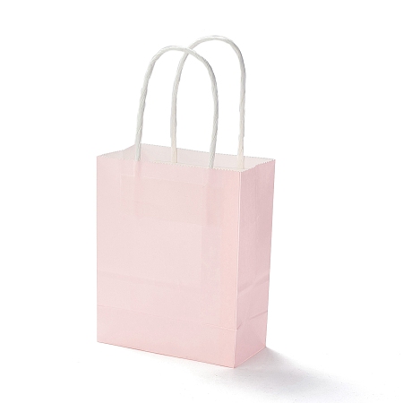Honeyhandy Rectangle Paper Bags, with Handles, for Gift Bags and Shopping Bags, Misty Rose, 15x12x5.9cm, Fold: 15x12x0.2cm