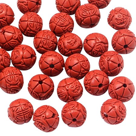 NBEADS 100 Pcs 6mm Red Cinnabar Beads, Round Flower Bud Loose Beads Charms Beads fit Bracelets Necklace Jewelry Making
