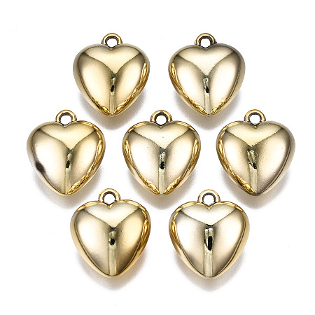 ARRICRAFT Electroplated CCB Plastic Pendants, Heart, Golden, 23x20x11mm, Hole: 2mm