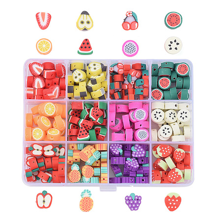 ARRICRAFT 240Pcs/Box 12 Kinds of Fruit Handmade Polymer Clay Beads, for Jewelry Making Bracelets Necklaces Earrings, Mixed Color, 240pcs/box