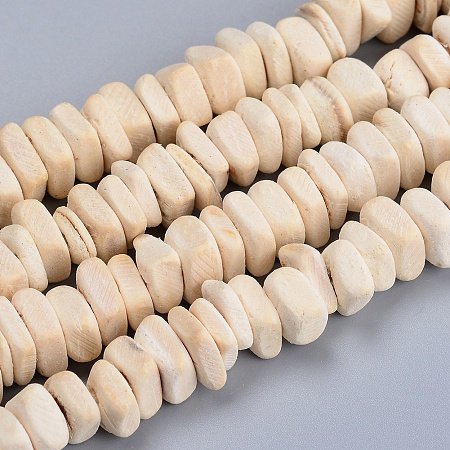 Honeyhandy Coconut Beads Strands, Square Heishi Beads, Antique White, 6~8x2~6mm, Hole: 1.6mm, about 110pcs/strand, 15.75''(40cm)