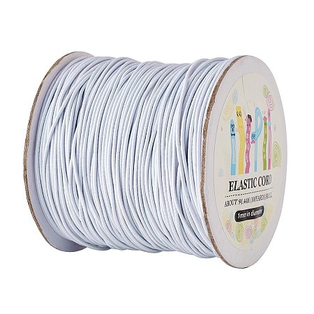 ARRICRAFT 1 Roll(100m, about 100 Yards) White Round Elastic Cord Beading Crafting Stretch String, 1mm