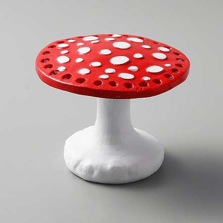 SUPERFINDINGS Mushroom 26-Hole Resin Earring Display Stands, Earring Studs Organizer Holder, Red, 9x7.2cm, Hole: 4.5mm