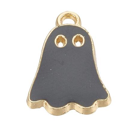 Arricraft 100pcs Ghost Theme Golden Alloy Enamel Charms for Earring Bracelets Necklace Jewelry DIY Craft Making, Black