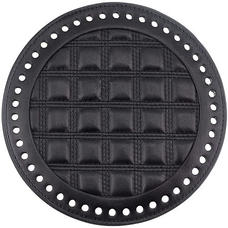 Pandahall Elite 7 Inch Knitting Crochet Bag Bottom Pad, PU Leather Flat Round Bag Shaper Pad Bag Cushion Base with 5mm Holes Handbag DIY Shoulder Bags Accessories, Black