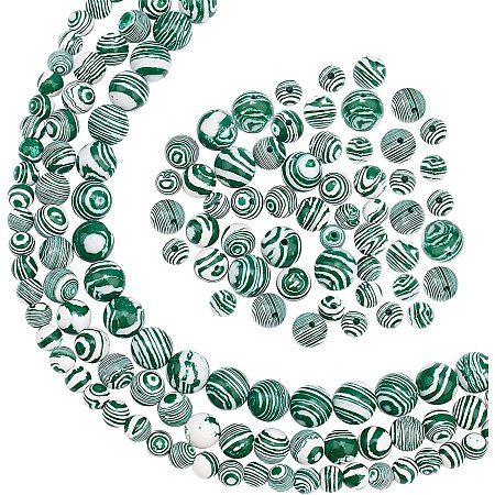 ARRICRAFT About 147 Pcs Malachite Round Stone Beads, 6mm/8mm/10mm Smooth Malachite Beads Green Natural Stone Beads for Jewelry Making