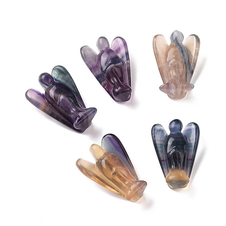 Honeyhandy Natural Fluorite Figurines, Angel Decor Healing Stones, Energy Reiki Gifts for Women Men, 40x28x14.5mm