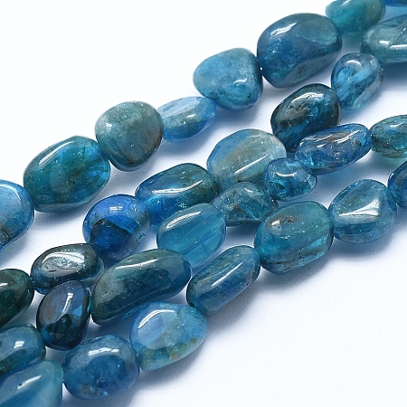Honeyhandy Natural Apatite Beads Strands, Grade A, Nuggets, 6~8mm, Hole: 0.8mm, about 45~47pcs/strand, 15.7 inch(40cm)