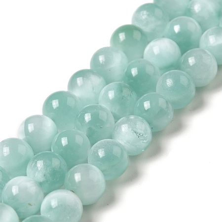 Honeyhandy Natural Glass Beads Strands, Grade A, Round, Aqua Blue, 6mm, Hole: 0.9mm, about 66pcs/strand, 15.5~15.7''(39.37~39.88cm)