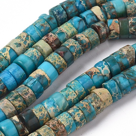 Honeyhandy Natural Imperial Jasper Beads Strands, Dyed, Column, Light Sea Green, 6~6.5x3~3.5mm, Hole: 1.2mm, about 115pcs/strand, 15.35 inch~15.74 inch(39~40cm)