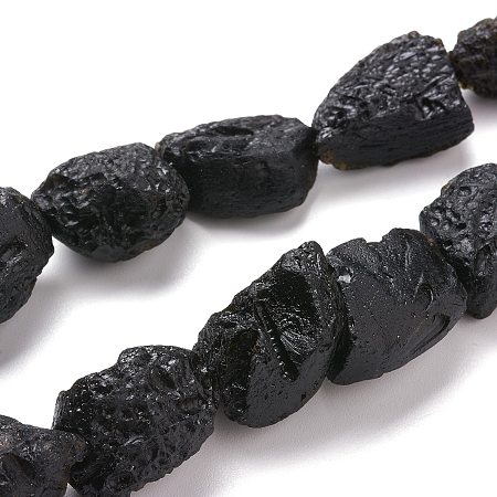 Honeyhandy Natural Tektite Beads Strands, Rough Raw Stone, Nuggets, 21~25x15~19x9~19mm, Hole: 0.8mm, about 20pcs/Strand, 15.94 inch(40.5cm)