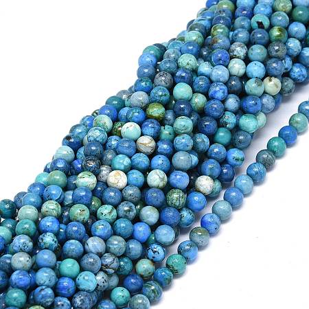 Honeyhandy Natural Chrysocolla Beads Strands, Round, 6~6.5mm, Hole: 0.8mm, about 66pcs/strand, 15.55 inch(39.5cm)