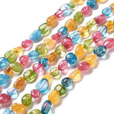 ARRICRAFT Natural Quartz Crystal Bead Strands, Nuggets, Tumbled Stone, Dyed, Colorful, 11~22x10~14x5~12mm, Hole: 1.2mm, about 25~28pcs/strand, 14.37''(36.5~39cm)