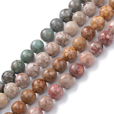 Honeyhandy Natural Maifanite/Maifan Stone Beads Strands, Dyed, Round, Mixed Color, 8mm, Hole: 1.2mm, about 47pcs/strand, 15.55''(39.5cm)