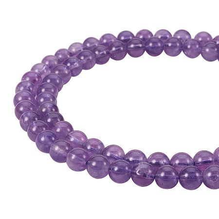 PandaHall Elite 6mm LightSlateBlue Natural Amethyst Bead Strands Grade AB+ Round Loose Beads Approxi 15.5 inch 64pcs 1 Strand for Jewelry Making