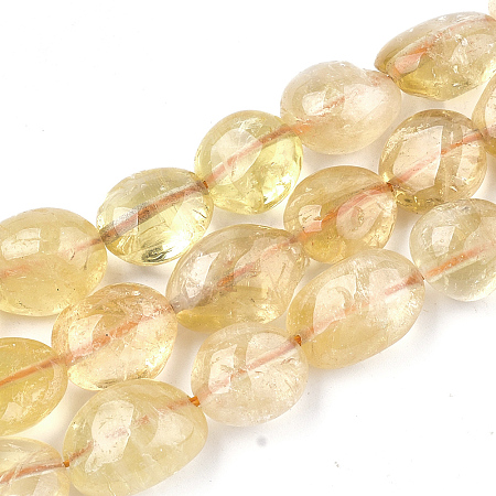Honeyhandy Natural Brazilian Citrine Beads Strands, Nuggets, 10~14x8~9x4~8mm, Hole: 1mm, about 30pcs/strand, 15.5 inch