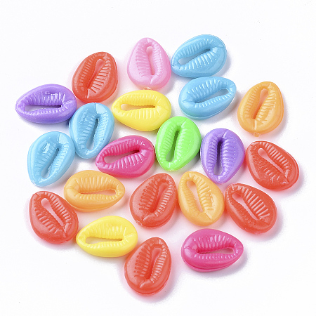 Arricraft Opaque Polystyrene(PS) Plastic Beads, Cowrie Shell Shape, Mixed Color, 17x12.5x4.5mm, about 1000pcs/500g