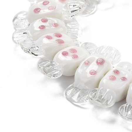 ARRICRAFT Handmade Lampwork Beads, Candy with Spot, WhiteSmoke, 26~29x9x7.5~8mm, Hole: 1mm