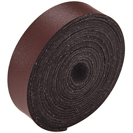 GORGECRAFT Leather Strap 3/5 Inch Wide 78 Inches Long Micro Fiber Imitation Flat Braided Leather Cord for Crafts Tooling Workshop Handmade, Coffee