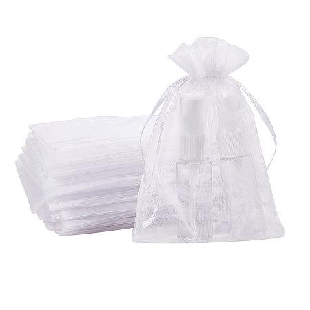 BENECREAT 100pcs 4 x 6 Inches Wide Satin Drawstring Organza Gift Bags Jewelry Pouches Wedding Festival Favor Bags for Cosmetics, Perfume, Chocolate(White, H Shape)