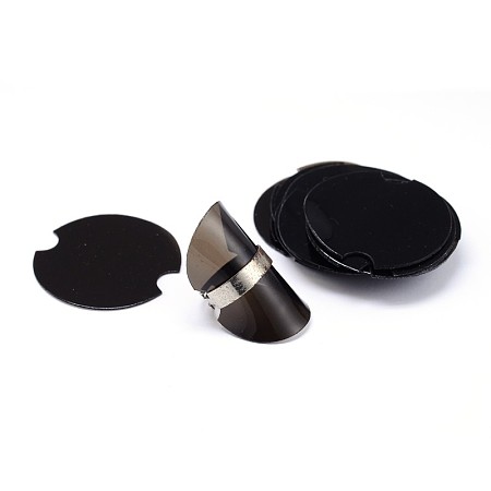 Honeyhandy Disc Plastic Ring Displays, Black, 38.5x0.8mm, 100pcs/bag
