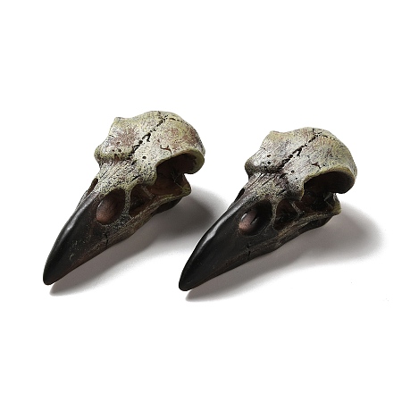 Honeyhandy Crow Raven Bird Skull Resin Home Display Decoration, Black, 60x28x21mm, Hole: 4mm