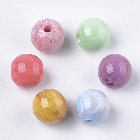 Honeyhandy Resin Beads, Imitation Gemstone, Round, Mixed Color, 12mm, Hole: 3mm
