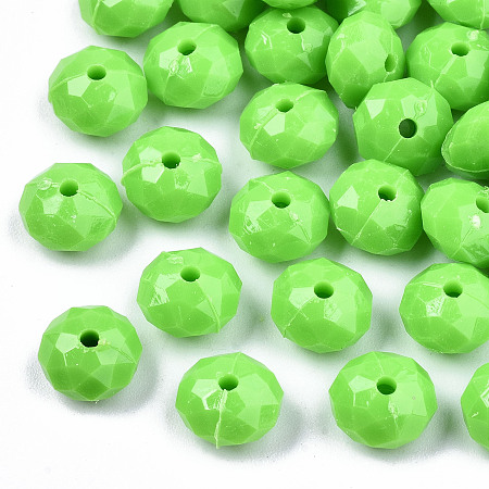 Arricraft Opaque Acrylic Beads, Faceted, Rondelle, Lime Green, 8x5mm, Hole: 1.2mm; about 2900pcs/500g