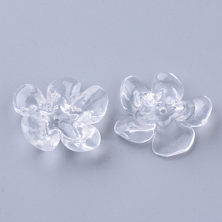 Honeyhandy Transparent Acrylic Beads, Flower, Clear, 25~26x21x8~9mm, Hole: 1.4mm