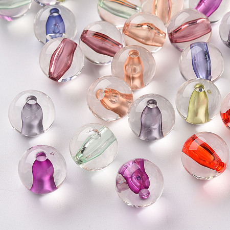 Honeyhandy Transparent Acrylic Beads, Round, Mixed Color, 12x11mm, Hole: 2mm, about 566pcs/500g
