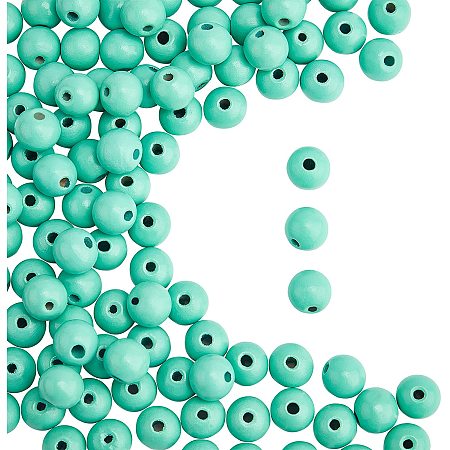 Pandahall Elite 450pcs 12mm Green Wood Beads Smooth Painted Loose Beads Big Hole Wood Beads for Crafts Jewelry Garlands Making Christmas Decoration Home Party Decor, Hole: 3mm
