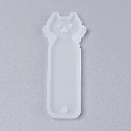 Honeyhandy Silicone Bookmark Molds, Resin Casting Molds, Cat Shape, White, 93x35x4.5mm, Inner Diameter: 89x31mm