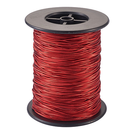 Honeyhandy Round Elastic Cord, with Rubber inside, Red, 1mm, about 100m/roll