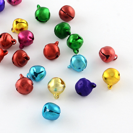 Honeyhandy Aluminum Bell Charms, Mixed Color, 9x8x7mm, Hole: 1.5mm