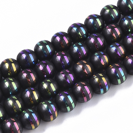 Arricraft Electroplate Non-magnetic Synthetic Hematite Beads Strands, Round, Multi-color Plated, 8mm, Hole: 1.5mm; about 51pcs/strand, 15.7 inches