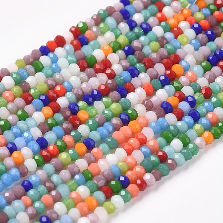 Arricraft Imitation Jade Glass Beads Strands, Faceted, Rondelle, Mixed Color, 2x1mm, Hole: 0.7mm, about 196pcs/strand, 12.99 inches(33cm)