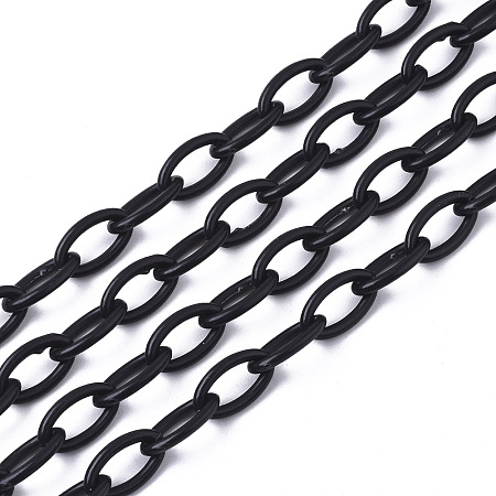 Honeyhandy Opaque Acrylic Cable Chains, Horse Eye, Black, 13x8x2mm, 18.5 inch~19.29 inch(47~49cm)/strand