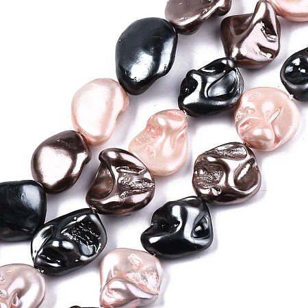 ARRICRAFT Electroplated Natural Freshwater Shell Beads Strands, Dyed, Nuggets, PeachPuff, 13~22x10~16x8~11mm, Hole: 1mm, about 20~23pcs/strand, 15.16 inches~15.35 inches(38.5~39cm)