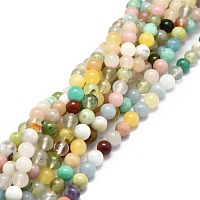 Natural Mixed Gemstone Beads Strands, Natural Amazonite & Angelite & Pink Opal & Myanmar Jade, Round, 6mm, Hole: 1mm, about 65pcs/strand, 15.55''(39.5cm)