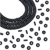 NBEADS 248 Pcs Black Natural Lava Beads, 8mm Flat Rock Stone Heishi Discs Beads, Volcanic Rock Gemstone Loose Beads for Jewelry Craft Essential Oil Bracelet