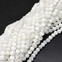 Honeyhandy Natural Selenite Beads Strands, Round, 6~6.5mm, Hole: 0.8mm, about 58~ 62pcs/strand, 15 inch(38cm)