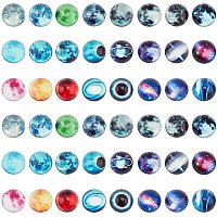 Arricraft 48 Pcs 20mm Planets Cabochons, Flatback Dome Cabochons, Glass Mosaic Tile for Photo Pendant Making Jewelry, Solar System