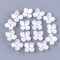 ARRICRAFT Cellulose Acetate(Resin) Bead Caps, 4-Petal, Flower, White, 14x14x6mm, Hole: 1.2mm