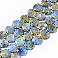 Honeyhandy Drawbench Freshwater Shell Beads Strands, Dyed, Flat Round, Royal Blue, 10.5~11.5x2~3mm, Hole: 1mm, about 32pcs/Strand, 14.17 inch~14.45 inch