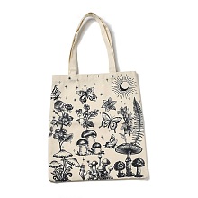 Honeyhandy Printed Canvas Women's Tote Bags, with Handle, Shoulder Bags for Shopping, Rectangle, Mushroom, 61cm