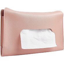 GORGECRAFT Car Tissue Holder Sun Visor Napkin Box PU Leather Backseat Wipes Case Hanging Paper Towel Clip Carton (Pink)